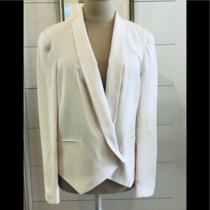 Rebecca Mincoff Cropped Ivory Silk Blazer